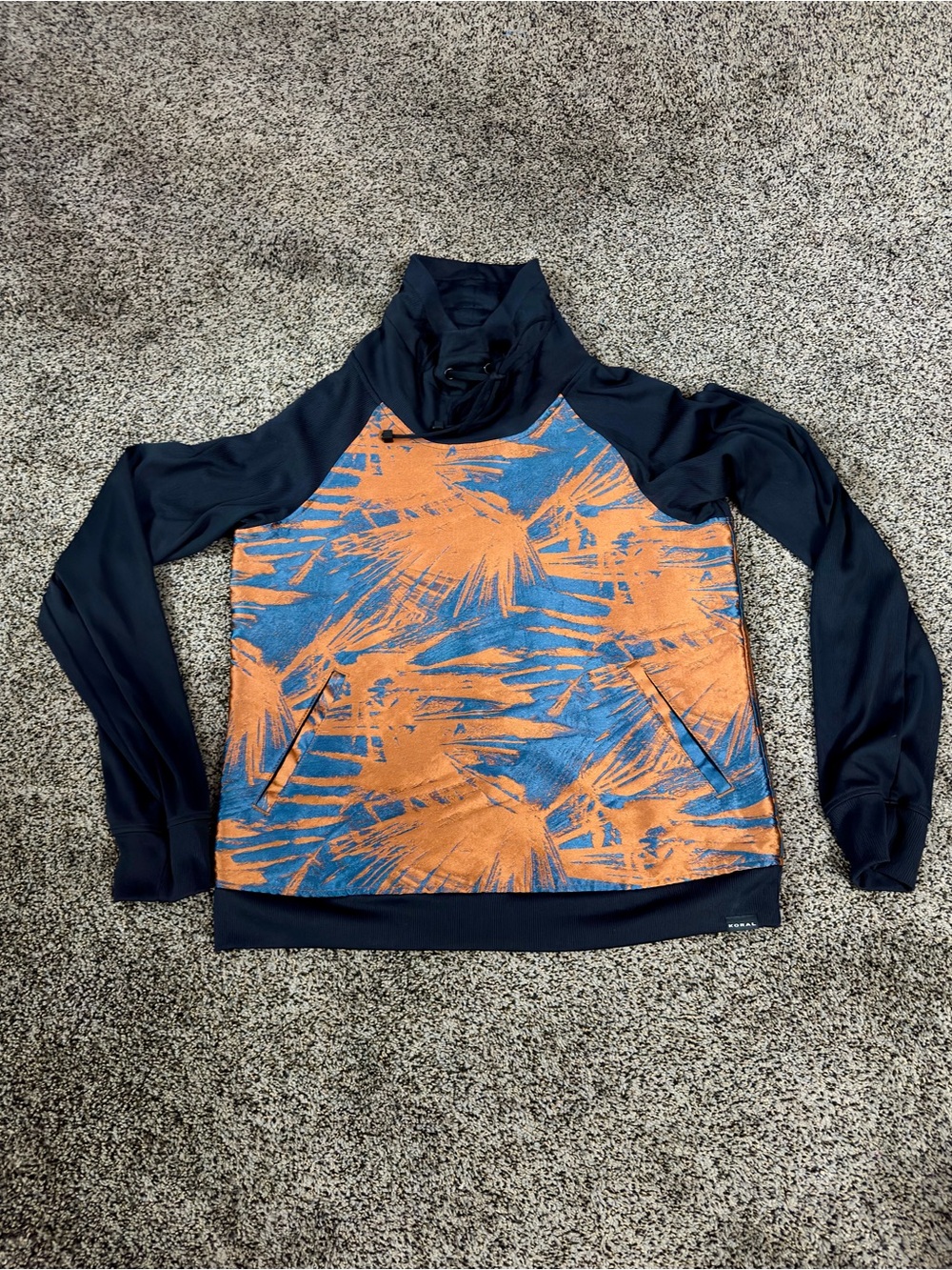 Koral Blue and Orange Pullover with Abstract Print